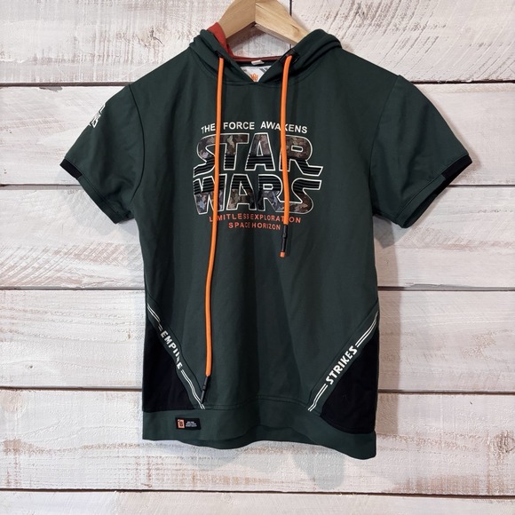 Bambini Other - Starwars The Force Awakens Short Sleeve Pull Over Hoodie Men's Sz 30 Green